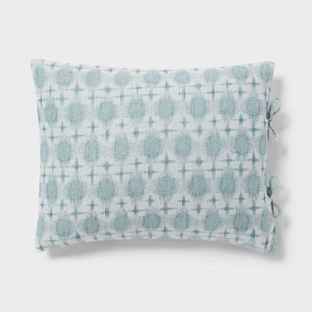 Open Box - Threshold -  Cotton Slub Duvet Cover Set Ikat Ivory/T Blue